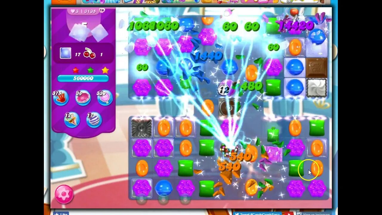 Candy Crush Level 3135 Talkthrough, 13 Moves 0 Boosters