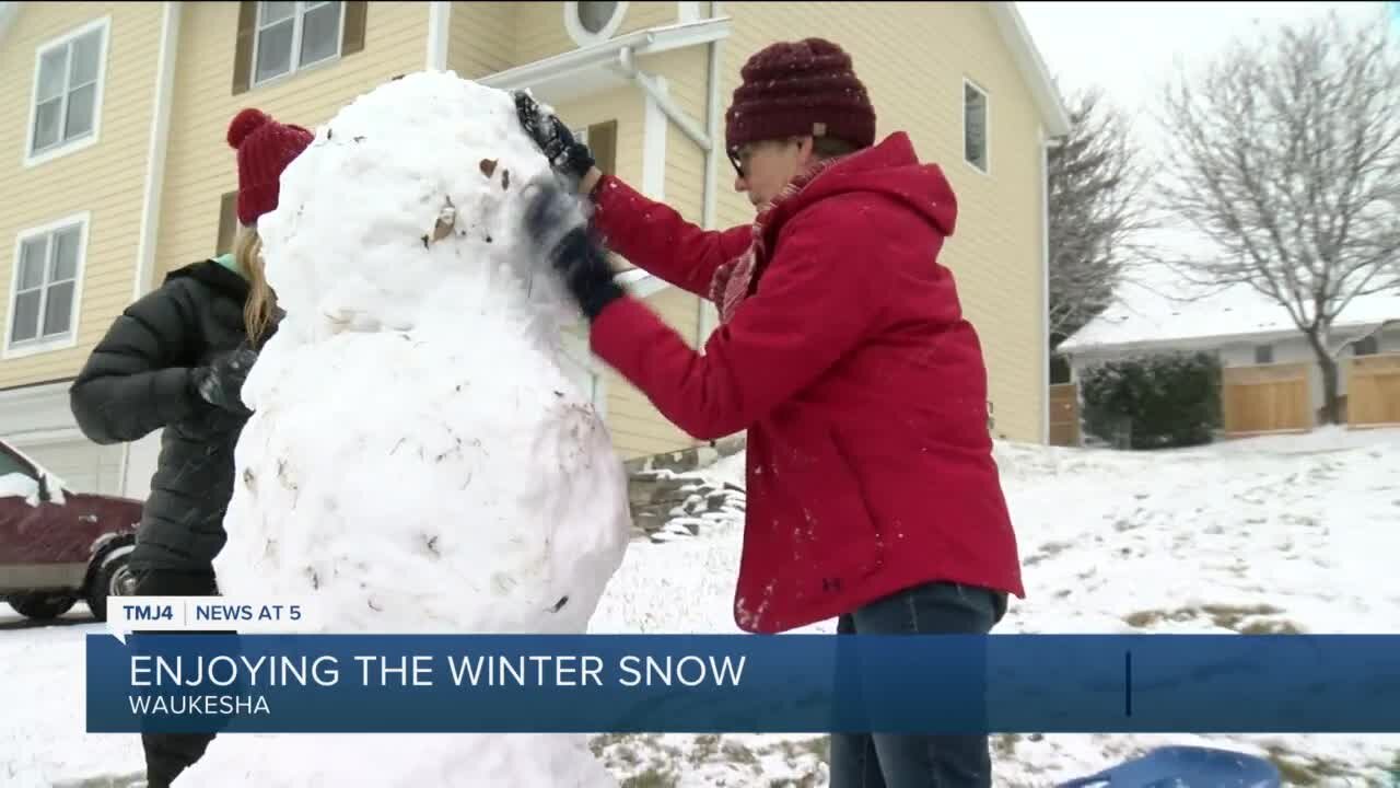 Enjoying the winter snow in Waukesha