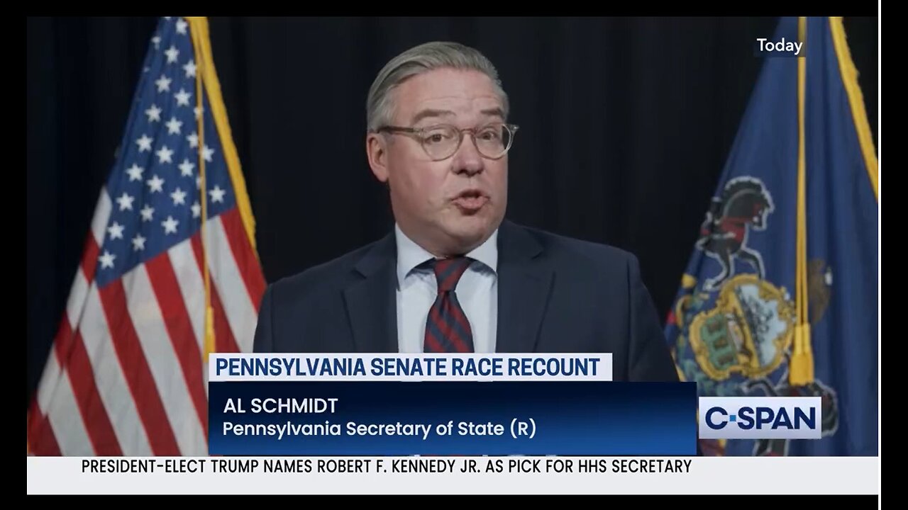 Pennsylvania Secretary of Commonwealth Provides Update on U.S. Senate Race Recount