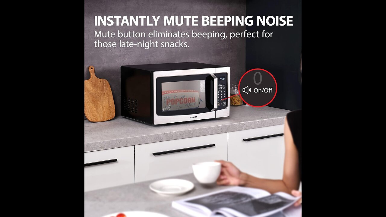 TOSHIBA ML-EM34P(SS) Smart Countertop Microwave, Sensor Reheat, Works With Alexa & Remote Control