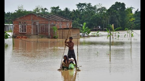 Floods have left at least 24 dead in the Indian state of Assam and 60 in Bangladesh.