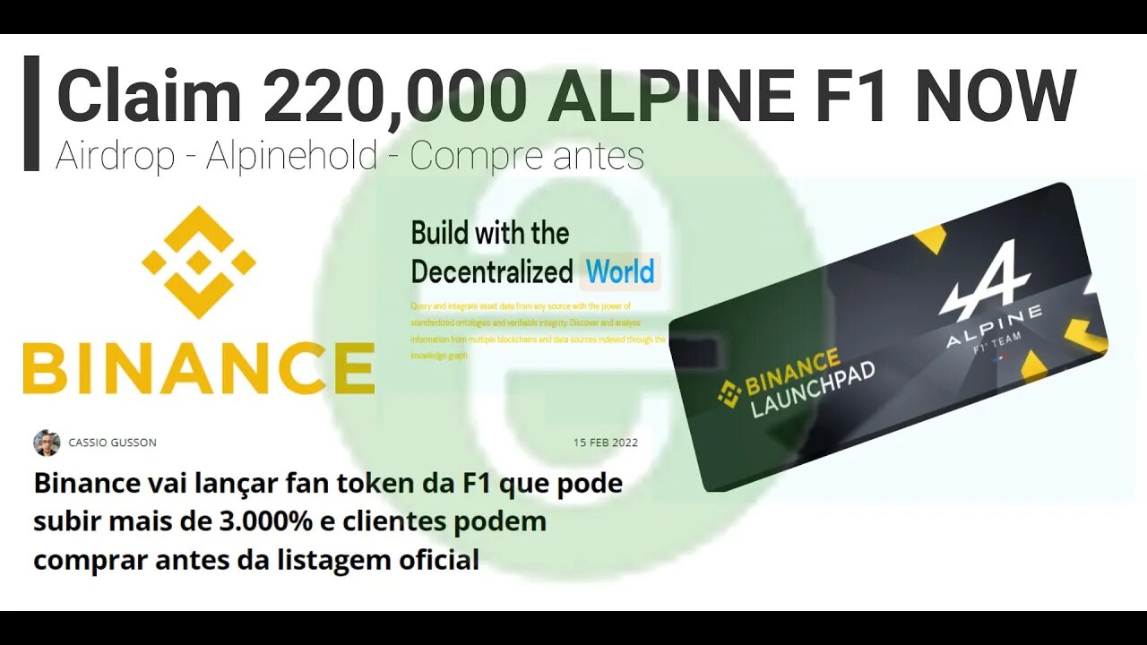 Airdrop - Compra antecipada - Binance - Alpinehold - Corre!