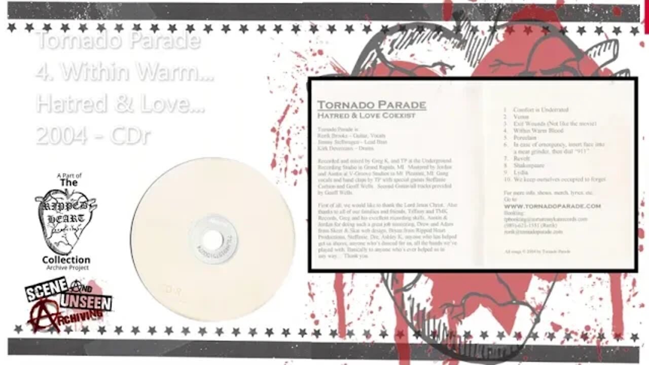 Tornado Parade - Hatred & Love Coexist - 4. Within Warm Blood. (2004 CD) Mt. Pleasant, MI Metal.