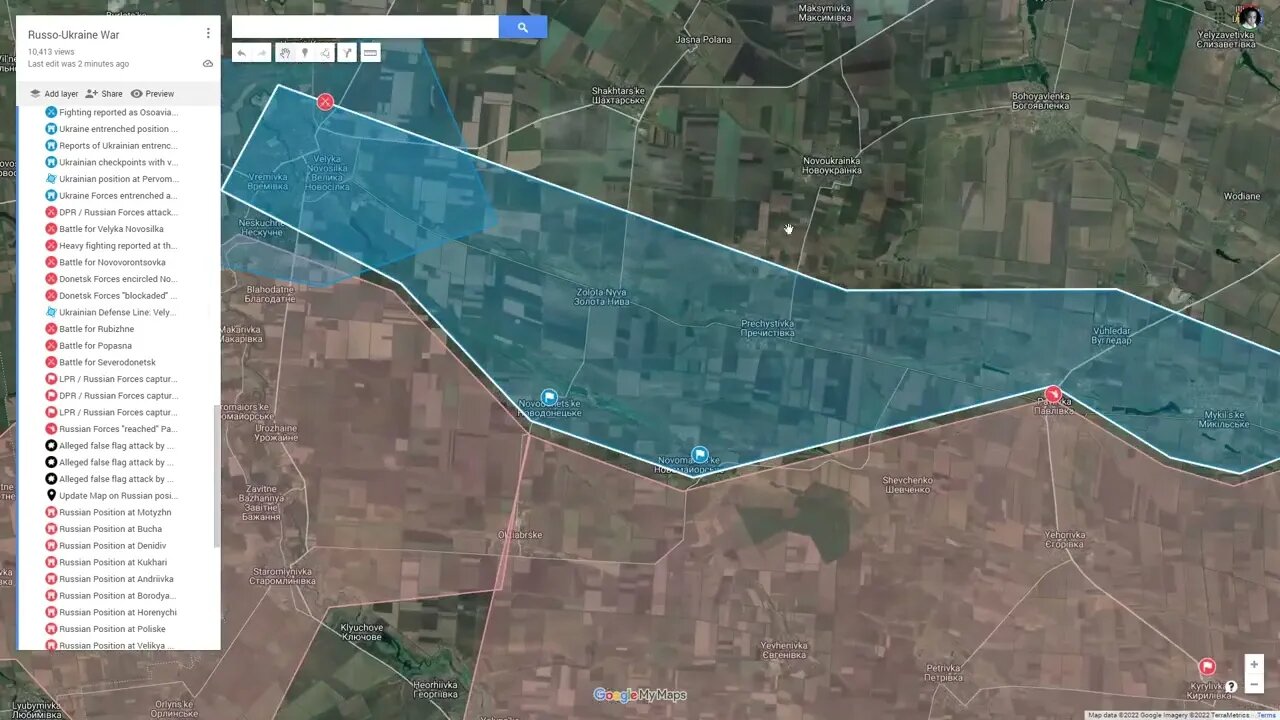 [ Donetsk Front ] Corrected the exact front line; Novodonetske and Novomaiorske in Ukrainian control