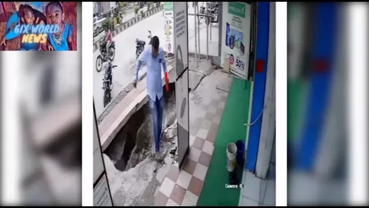 Floor cracks open as man walks over it, INDIA