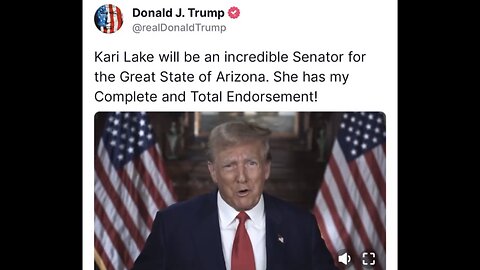 TRUMP❤️🇺🇸🥇HUGE ENDORSEMENT TO KARI LAKE🇺🇸🏅FOR UNITED STATES SENATE💙🇺🇸🏛️🗽