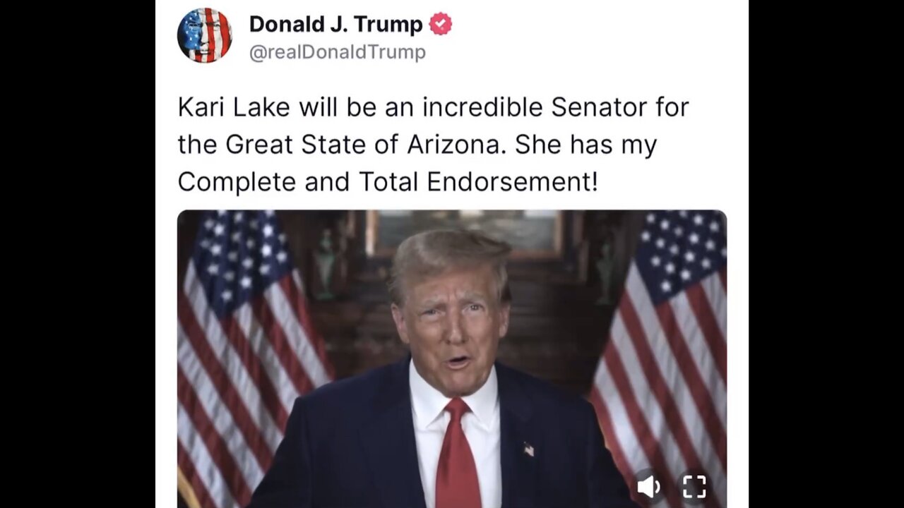 TRUMP❤️🇺🇸🥇HUGE ENDORSEMENT TO KARI LAKE🇺🇸🏅FOR UNITED STATES SENATE💙🇺🇸🏛️🗽