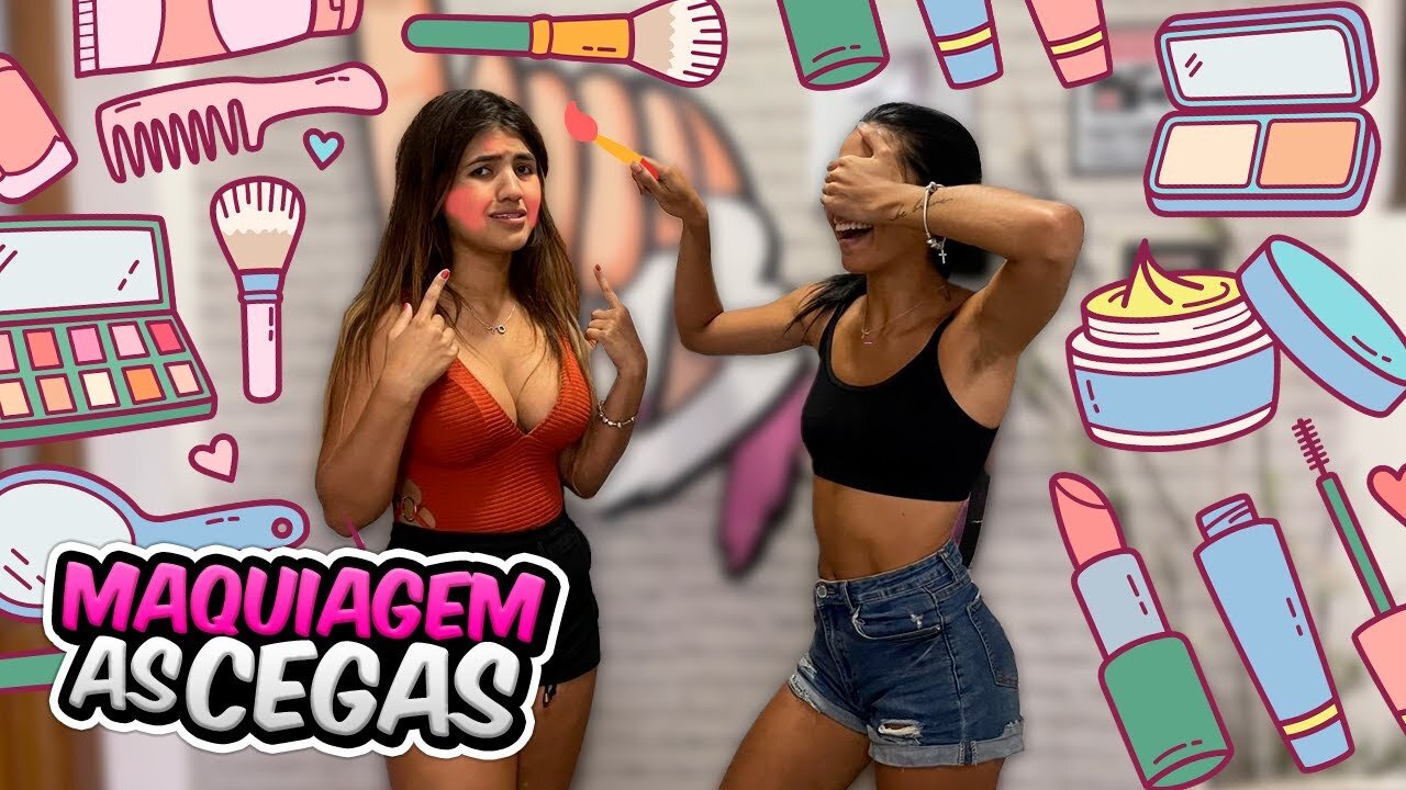 DESAFIO DA MAKE VENDADA COM ELA! - MAKE-UP CHALLENGE SOLD WITH IT!