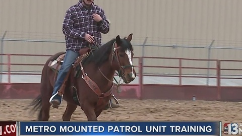 Las Vegas police hold drills for mounted unit horses