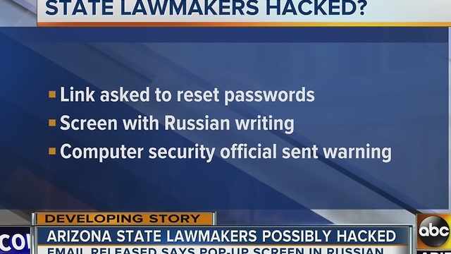 Arizona lawmakers' computer possibly hacked?