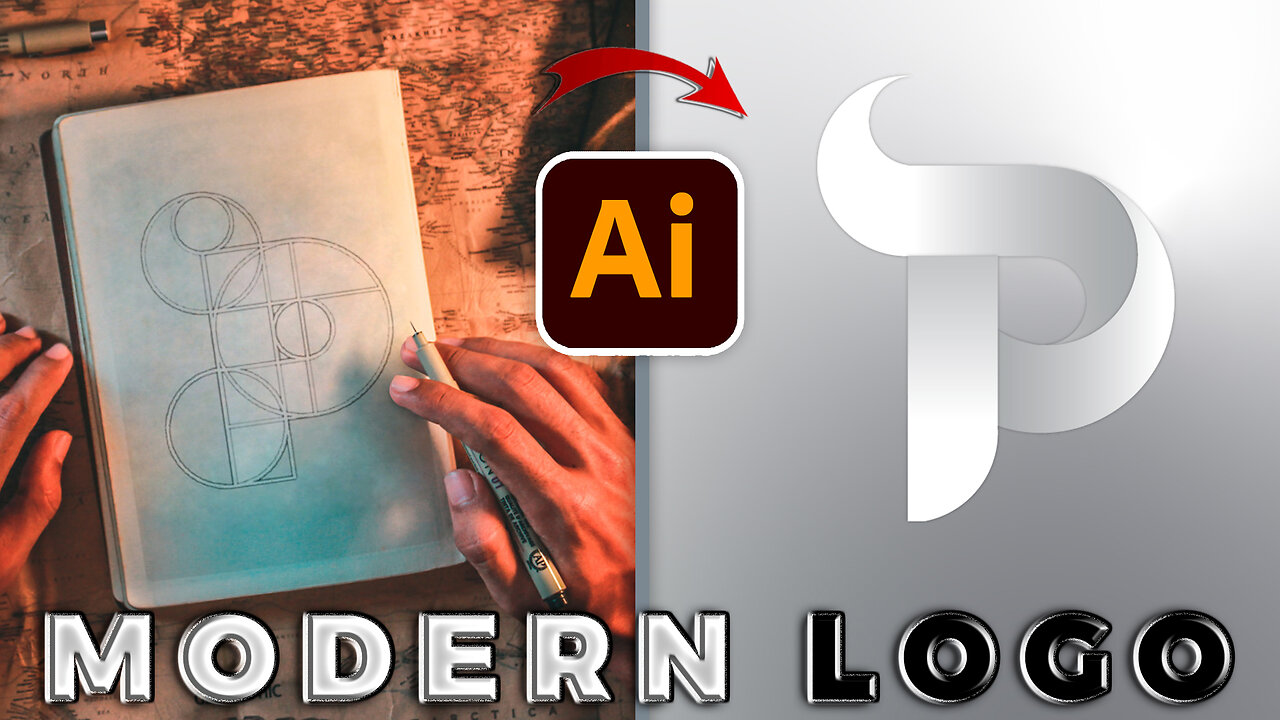 P Logo Design in Adobe Illustrator | Modern Logo |