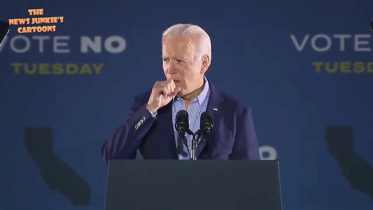 Biden can't stop coughing while speaking about public health.