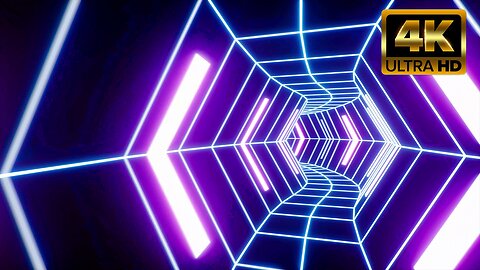 Neon Light Cyber Grid Tunnel – 1HR LOOP 4K 60FPS