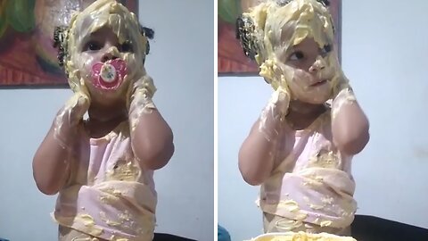 Baby makes the biggest food mess you'll ever see #shorts