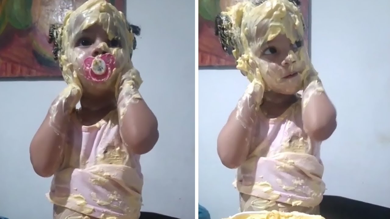 Baby makes the biggest food mess you'll ever see #shorts