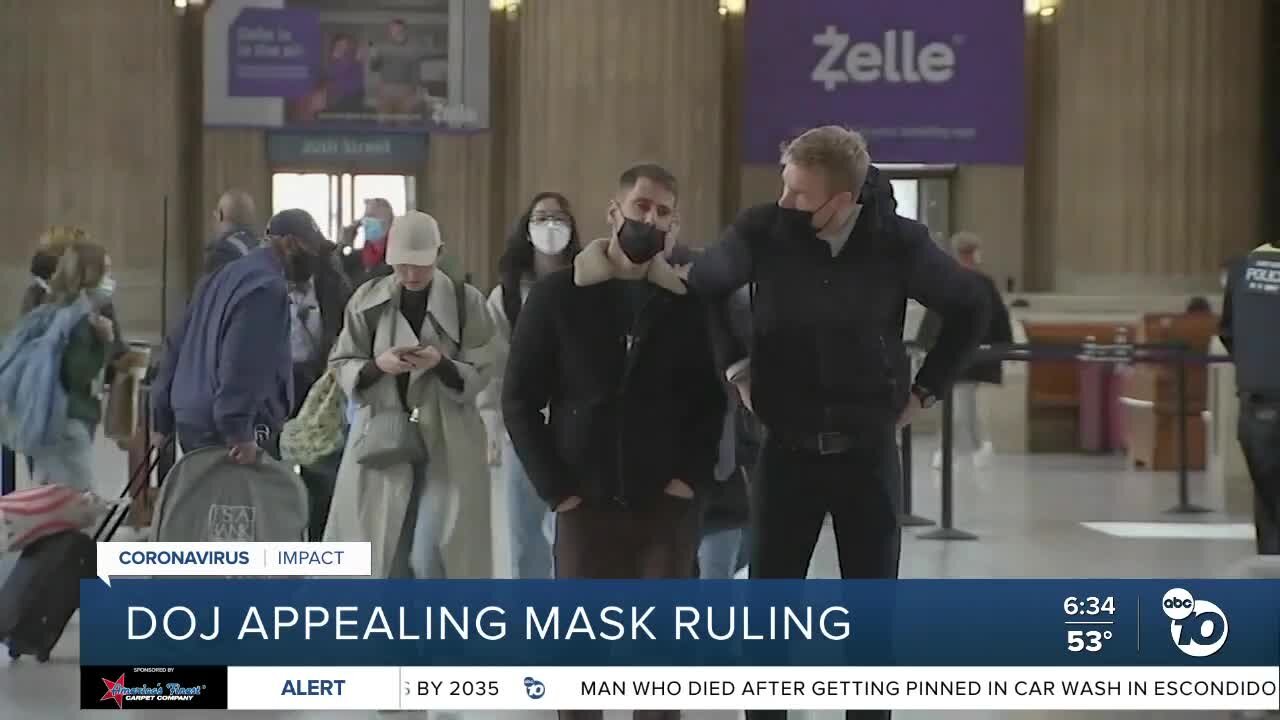 DOJ appealing mask ruling