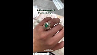 4.35tcw Oval Emerald & Diamond Ballerina Statement 1950s Retro Ring Gold 14K gift