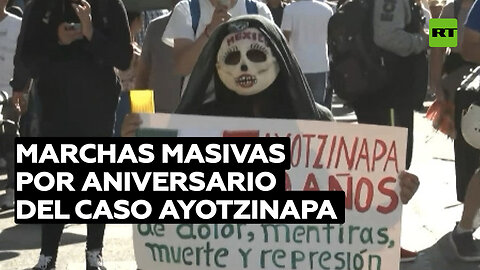 Conmemoran el 9.º aniversario del caso Ayotzinapa con marchas masivas