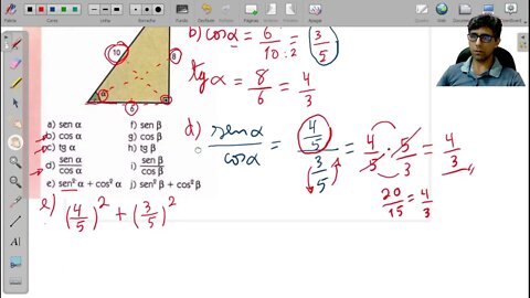 Correção de exercício de trigonomeria no triângulo retângulo