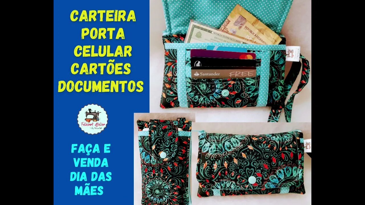 Carteira Porta Celular Fácil Dia das Mães - DIY - Passo a Passo - Porta Cartões #vemaprendercomigo