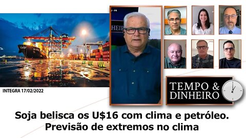 Soja belisca os U$16 com clima e petróleo. Previsão de extremos no clima