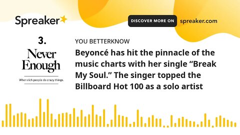 Beyoncé has hit the pinnacle of the music charts with her single “Break My Soul.” The singer topped