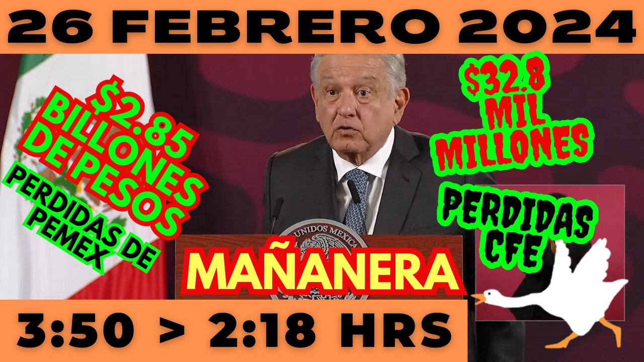 💩🐣👶 AMLITO | Mañanera *Lunes 26 de febrero 2024* | El gansito veloz 3:50 a 2:18.