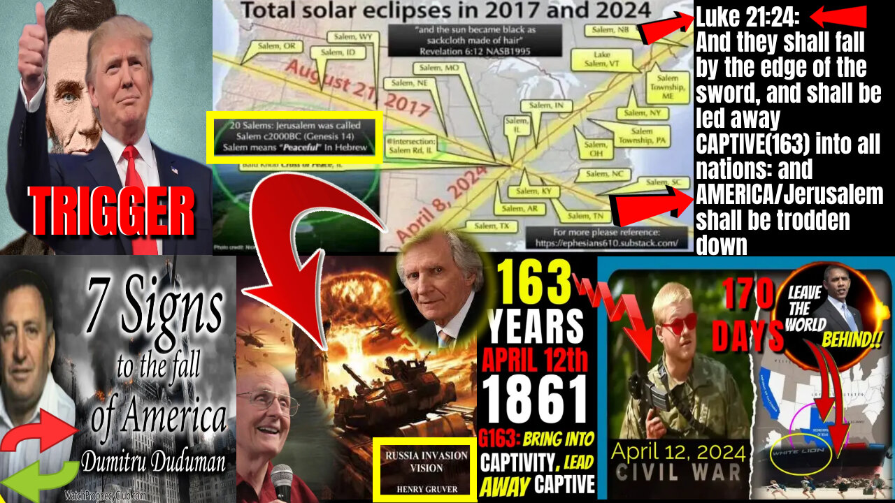 🔴RED ALERT🔴 APRIL 8 SOLAR ECLIPSE Cross 7 Salems = 163 Years Civil War Film = AMERICA/JERUSALEM Captivity - HENRY GRUVER AND DAVID WILKERSON AMERICA ATTACKED #RUMBLETAKEOVER