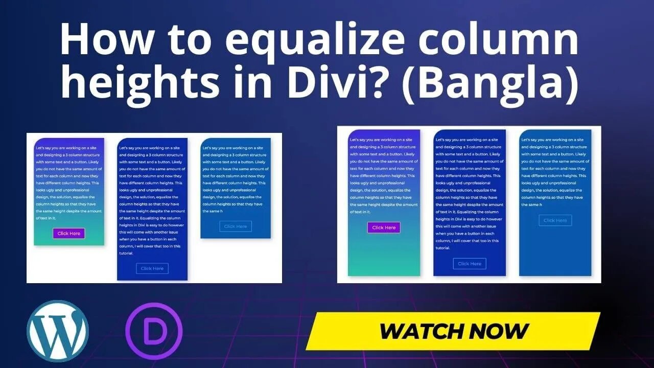 How to equalize column heights in Divi Theme? (Bangla) | Equalize column heights in Divi Theme