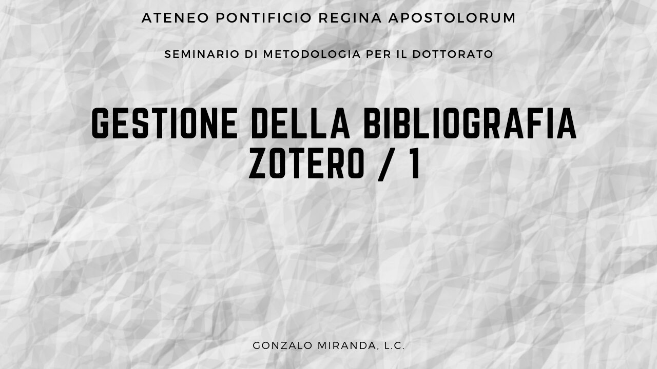 Gestione della bibliografia. Zotero