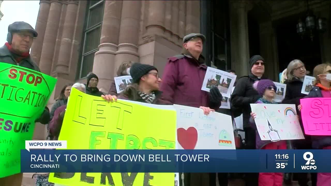 Rally to bring down First Lutheran Church's bell tower