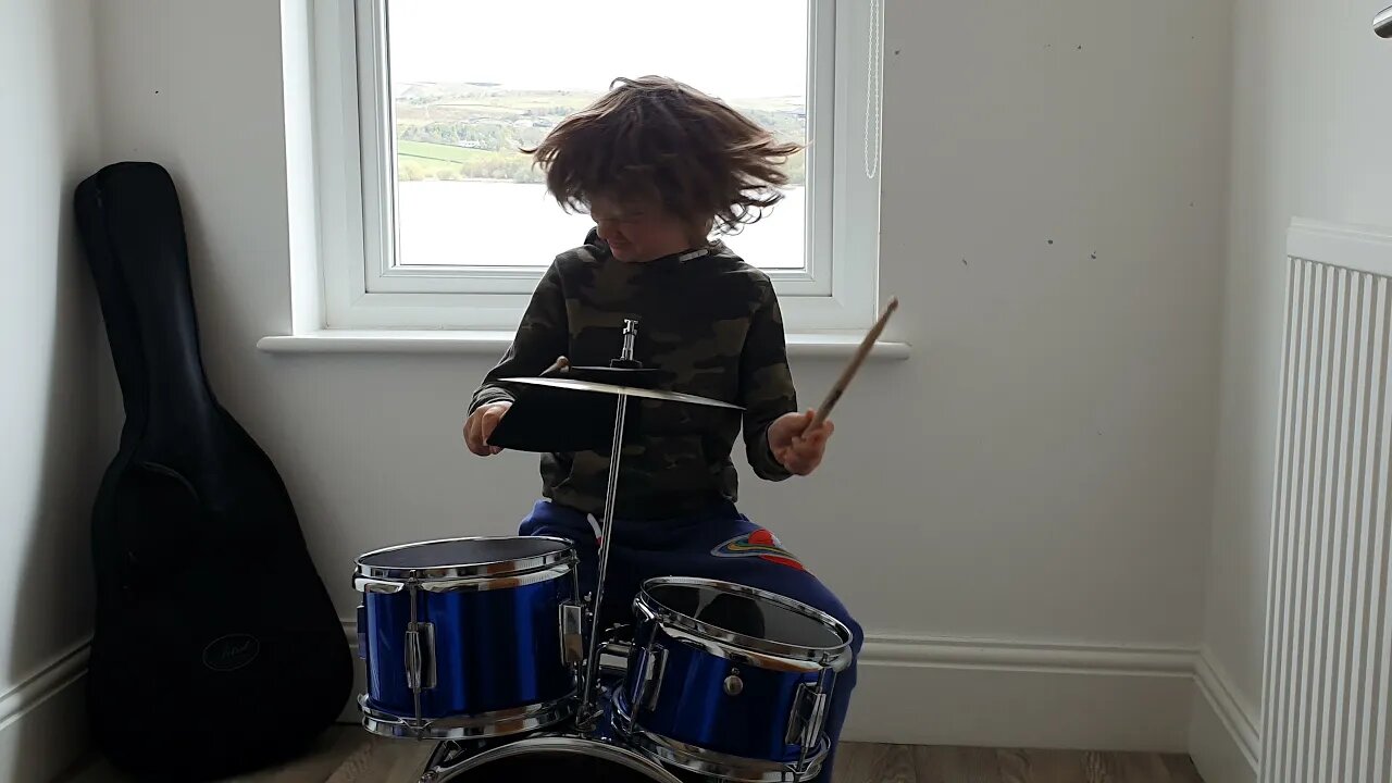 practicing drums