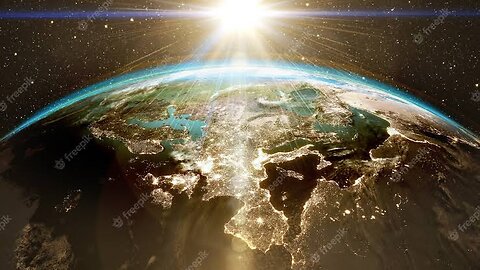 Beautiful sunrise world skyline. Planet earth from space. Planet earth rotating animation. 4k 3D