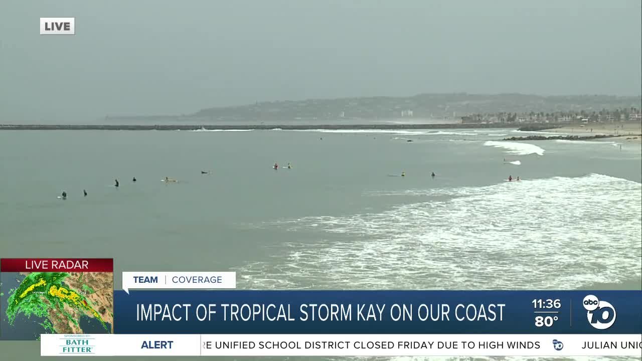 Beach Advisory in effect: Surfers and businesses prepare for the storm