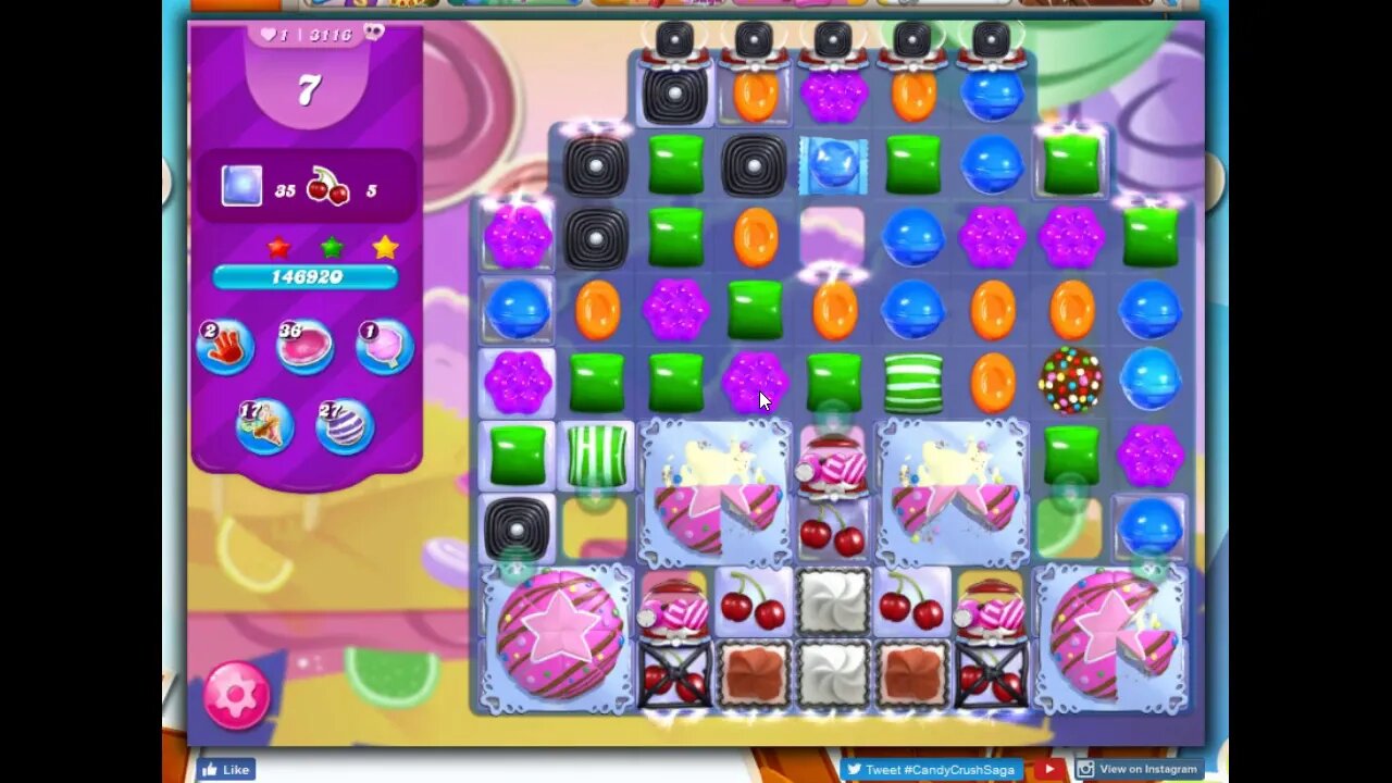Candy Crush Level 3116 Talkthrough, 30 Moves 0 Boosters