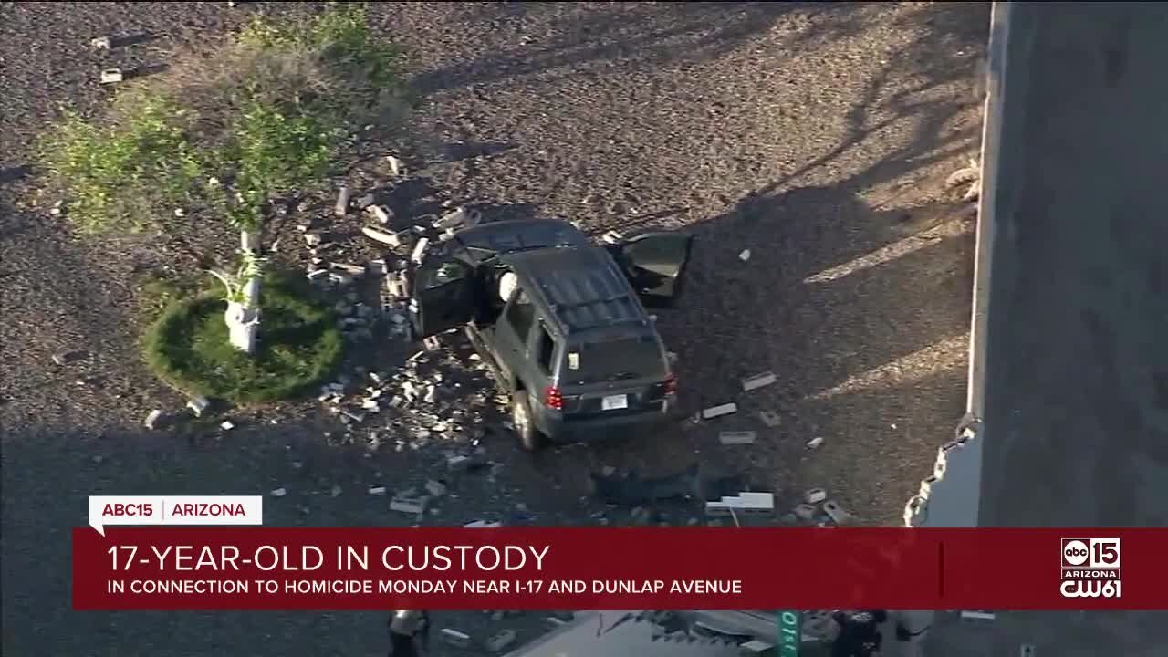 Homicide suspect in custody after pursuit from Wickenburg, crash in Sun City