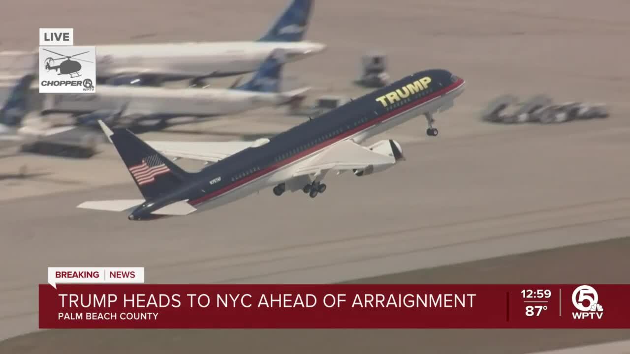 Trump leaves for New York ahead of arraignment