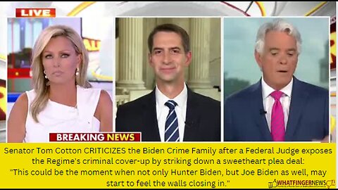 Senator Tom Cotton CRITICIZES the Biden Crime Family after a Federal Judge exposes