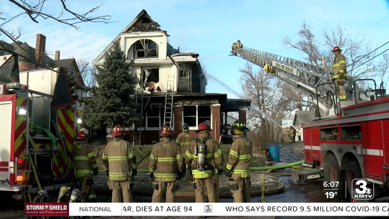 Fire destroys home in North Omaha near 16th and Emmet