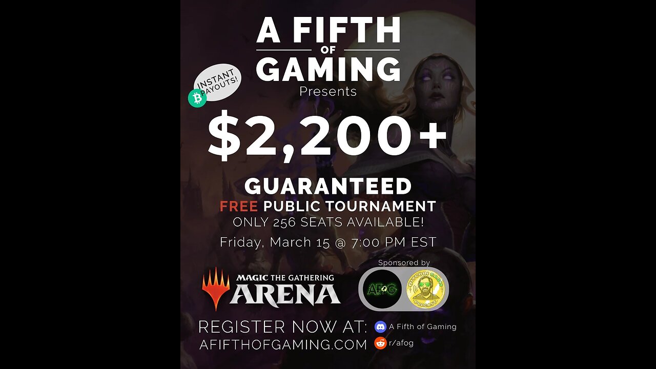 $2,600 Bitcoin Magic The Gathering Tourney Tomorrow. Free to Enter!