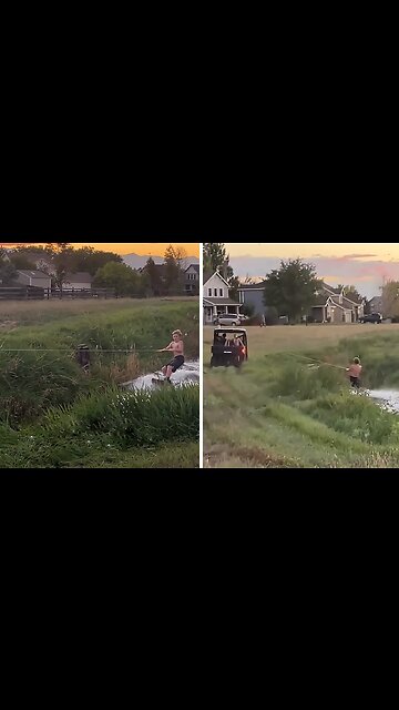 Homemade Waterski Adventure In Backyard Ditch