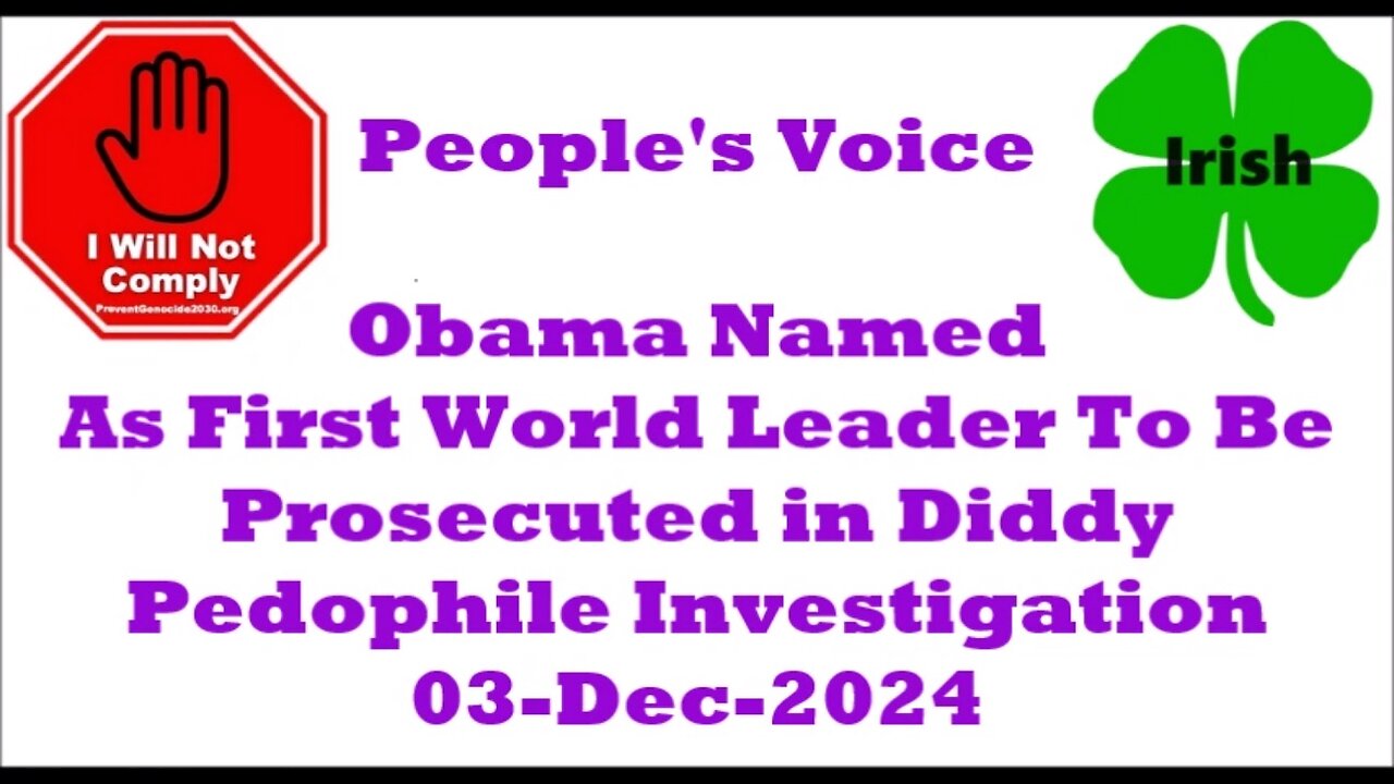 Obama Named As First World Leader To Be Prosecuted in Diddy Pedophile Investigation 03-Dec-2024