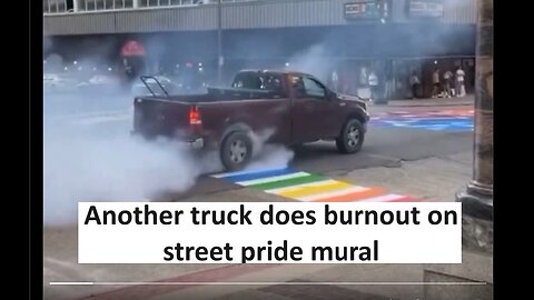 Another Truck burnout on street pride mural, police actively investigating