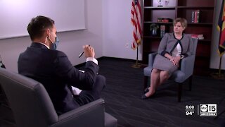 County Attorney Allister Adel declines to answer protest questions during interview