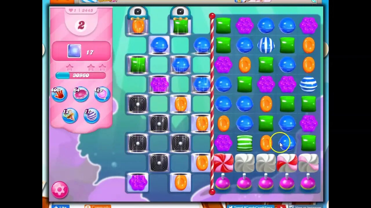 Candy Crush Level 3445 Talkthrough, 20 Moves 0 Boosters