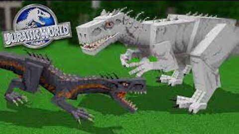 INDORAPTOR Vs INDOMINUS REX!!! - Jurassic World Minecraft DLC