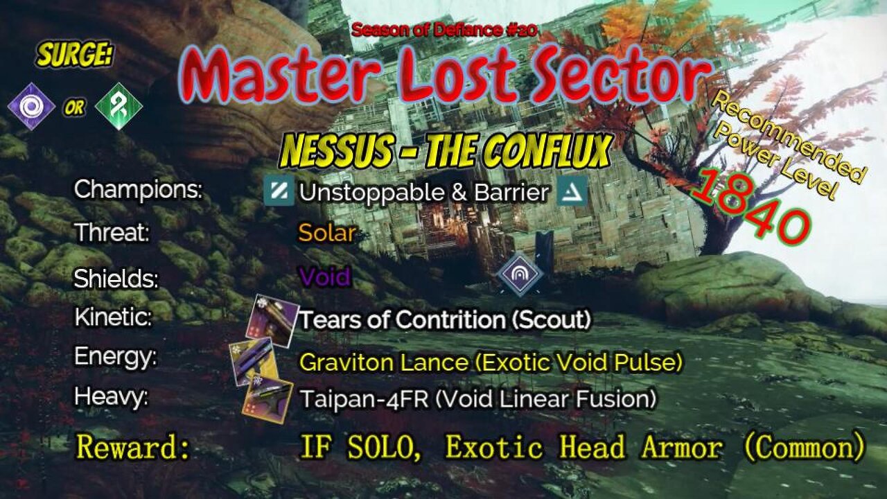 Destiny 2 Master Lost Sector: Nessus - The Conflux on my Void Hunter 5-15-23