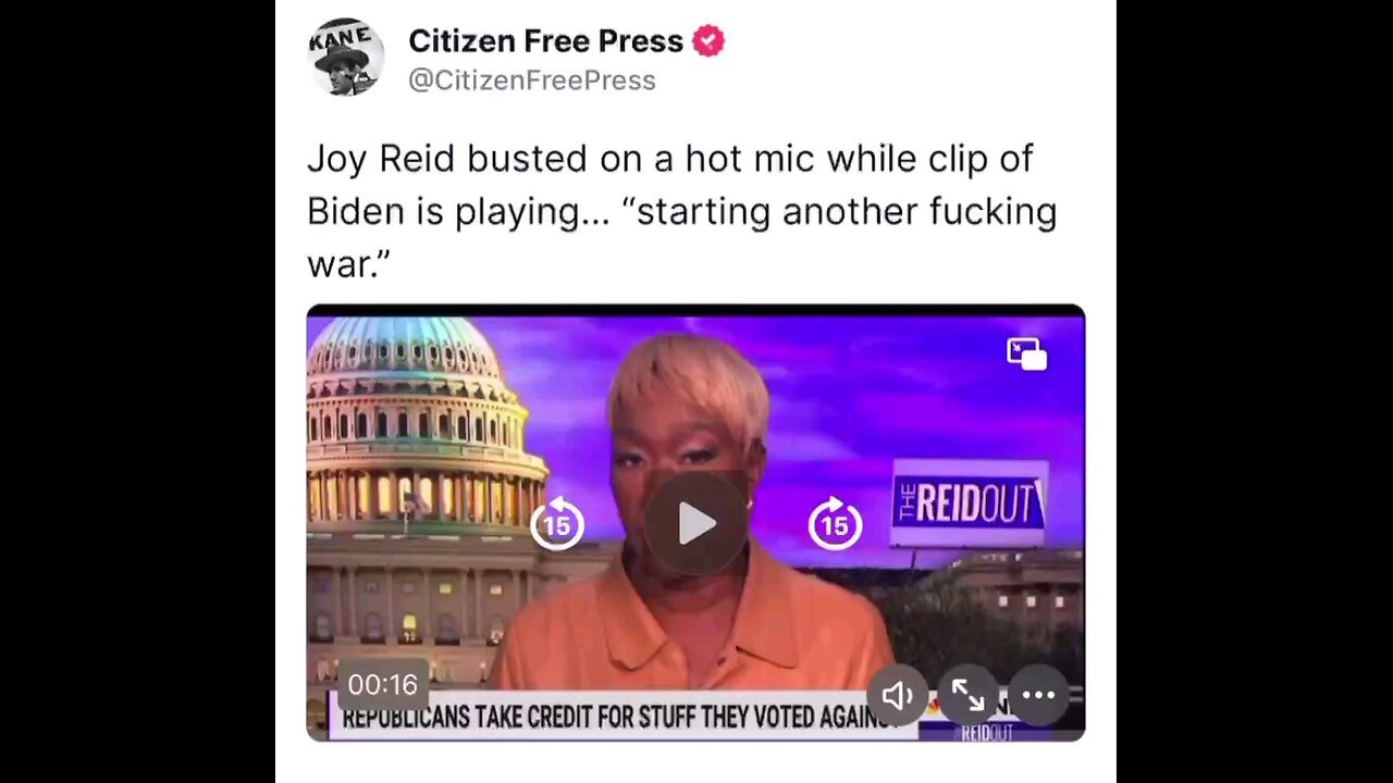 Joy Reid on hot mic. She knows the truth, but won't say it on the air.