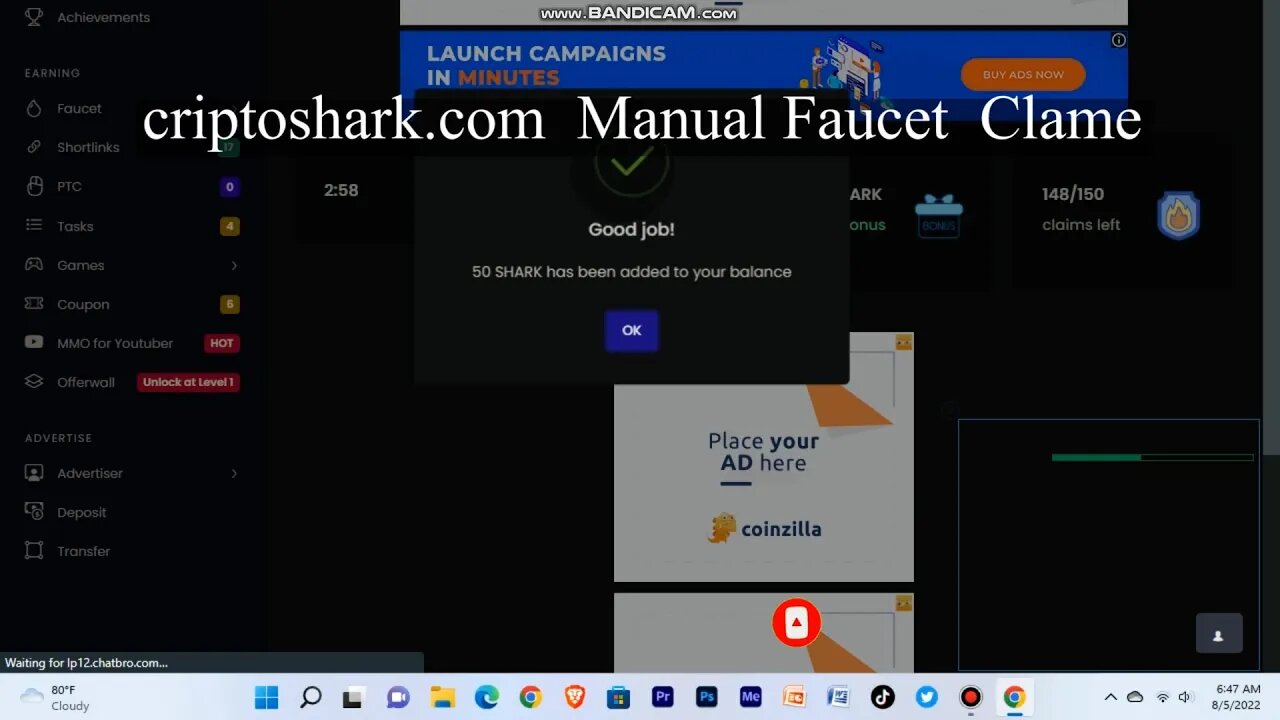 criptoshark.com Manual Faucet Claime