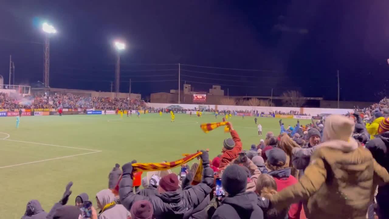 Detroit City FC fans celebrate after historic win over Columbus Crew